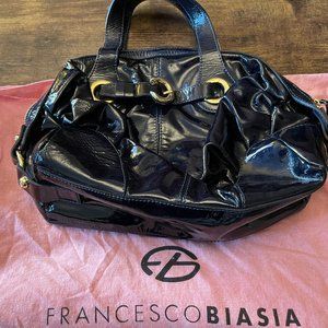 FRANCESCO BIASEA NAVY PATENT LEATHER BAG